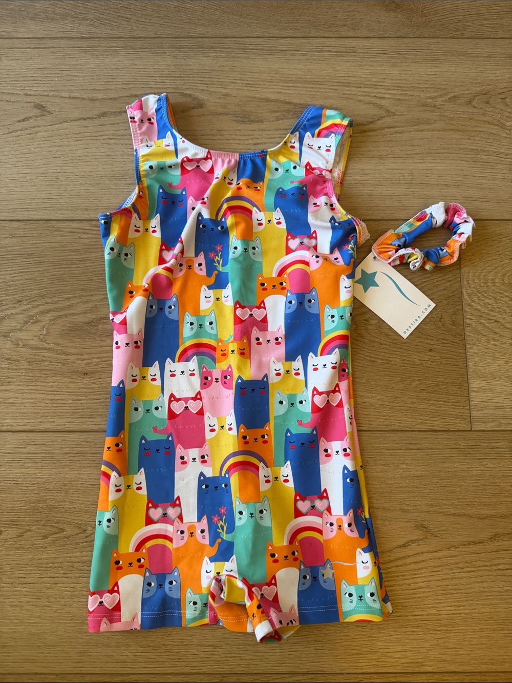 Kids Rainbow Cat One-Piece Swimsuit in Multicolor by
